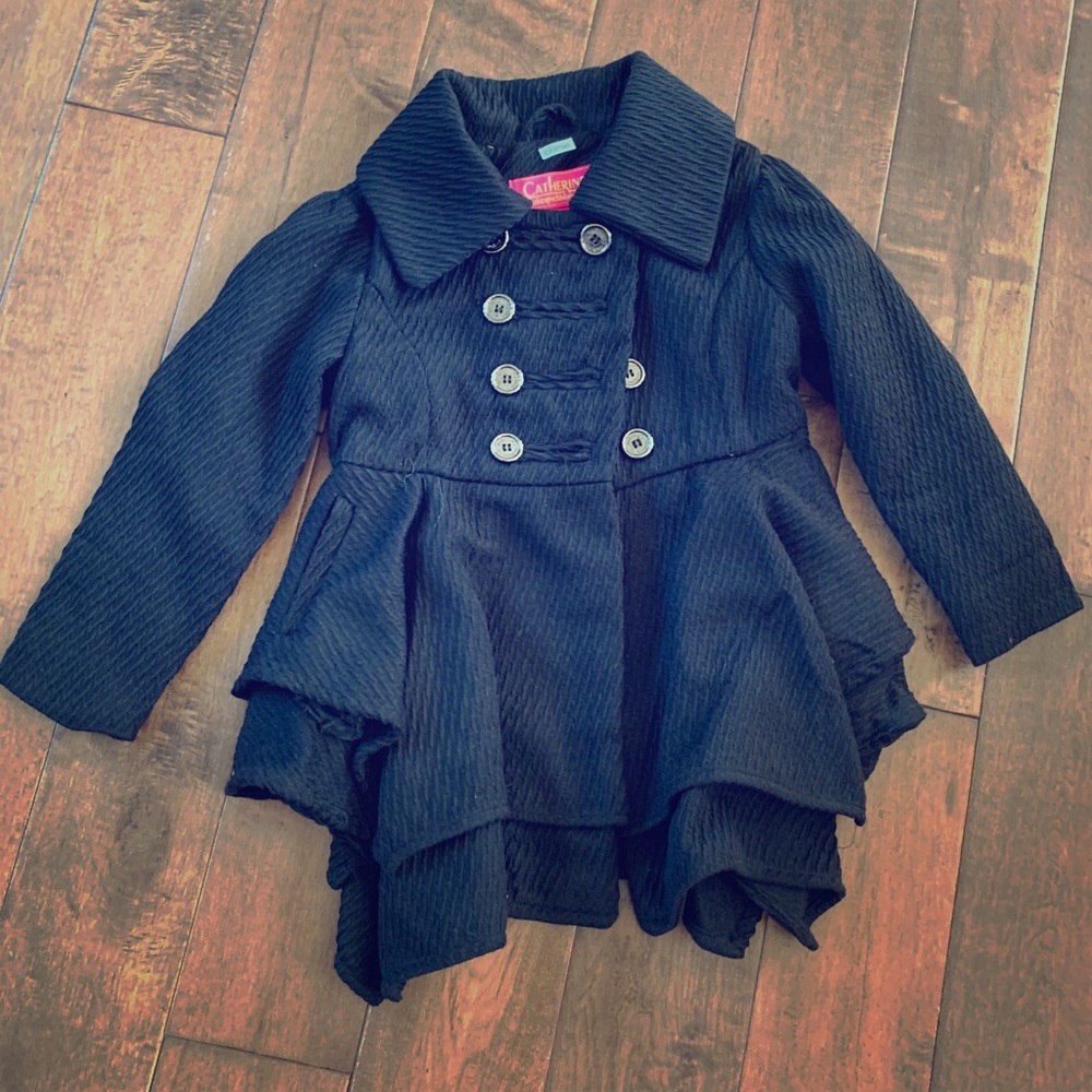 COPY - EUC girls black pea coat CATHERINE MALANDRINO 5/6